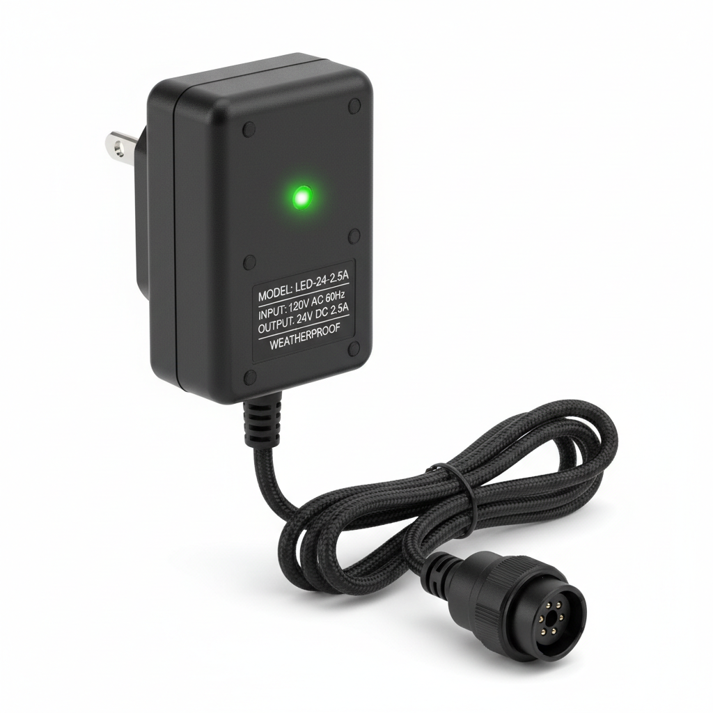 120V to DC24V-2.5A Wall-Mounted Power Supply with Connector for 150FT and 100FT Permanent Outdoor Lights