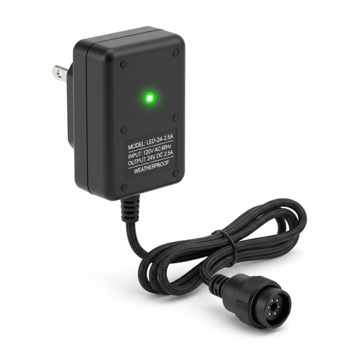 120V to DC24V-2.5A Wall-Mounted Power Supply with Connector for 150FT and 100FT Permanent Outdoor Lights