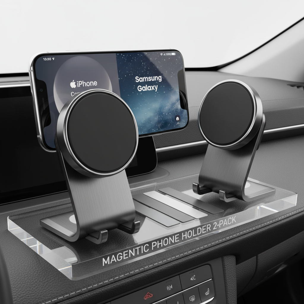 ¡¾2-Pack¡¿ Magnetic Phone Holder for Car Dash¡¾Strong Magnet¡¿ Magnetic Car Phone Holder Mount ¡¾4 Plate¡¿ Phone Holders for Your Car Phone Mount for Car Dashboard Cell Phone Car Mount for iPhone Samsung