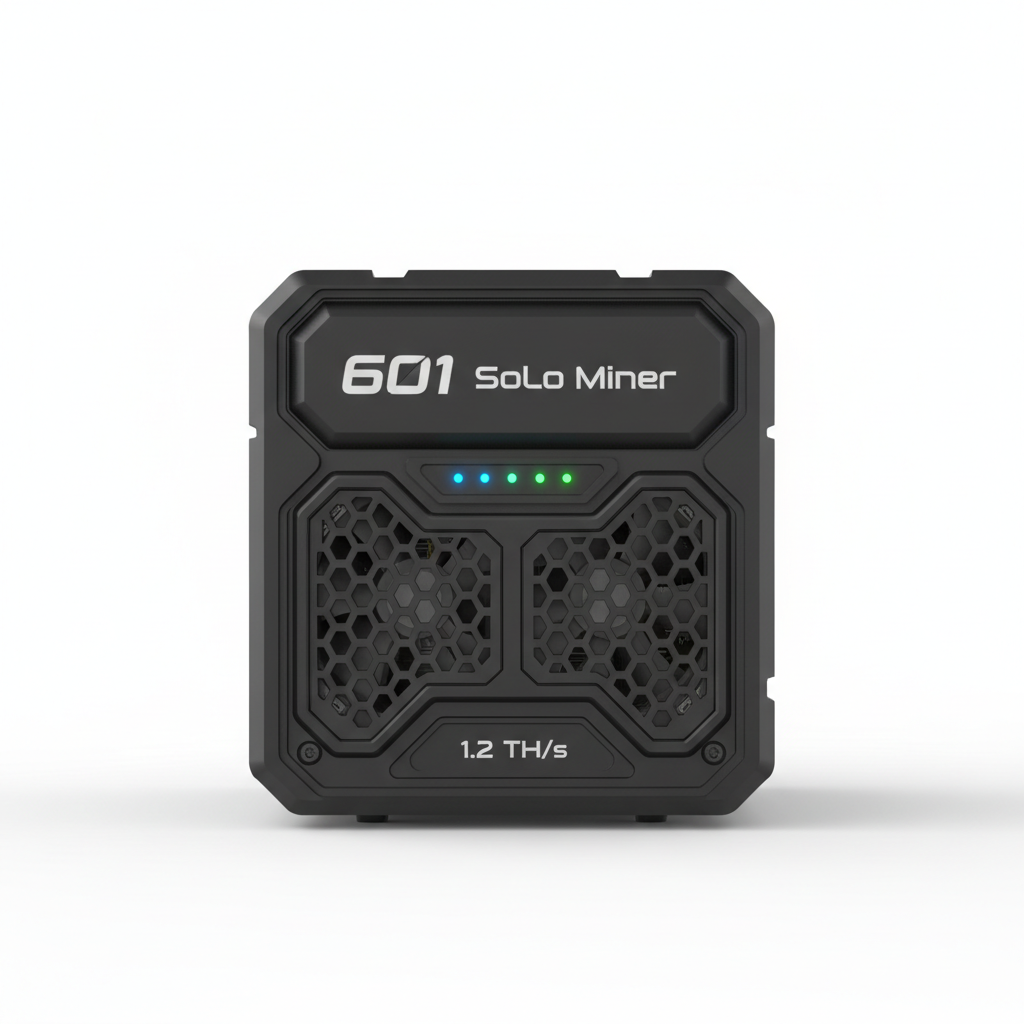 601 Solo Miner 1.2TH/s Bitcoin Mining Machine | Low Power BTC Miner Rig | Compact Crypto Miner for Home Black Color