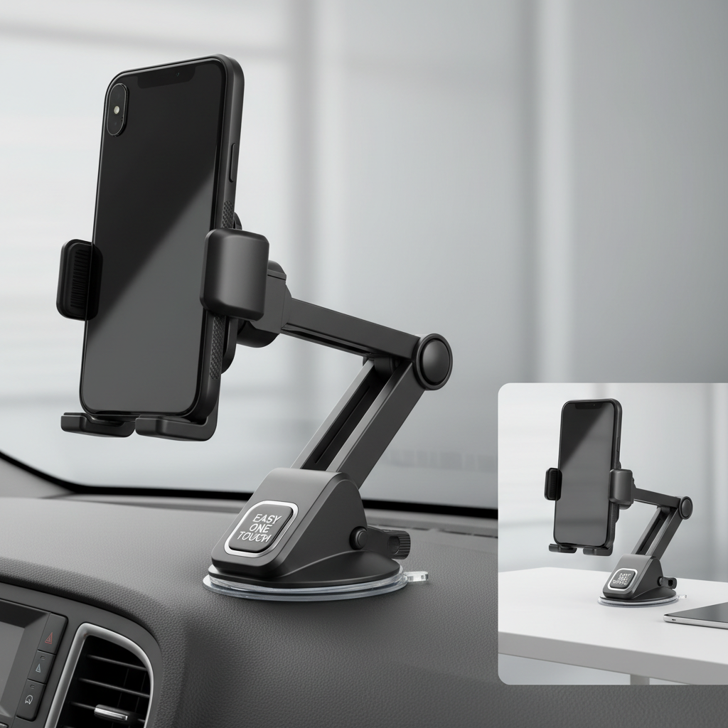 iOttie Easy One Touch Signature Dashboard & Windshield Universal Car Mount Phone Holder Desk Stand with Suction Cup Base and Telescopic Arm for iPhone