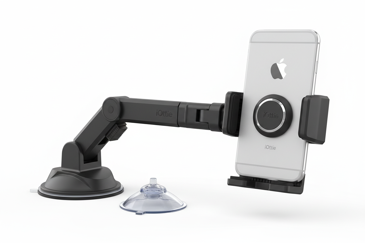 iOttie Easy One Touch Signature Dashboard & Windshield Universal Car Mount Phone Holder Desk Stand with Suction Cup Base and Telescopic Arm for iPhone