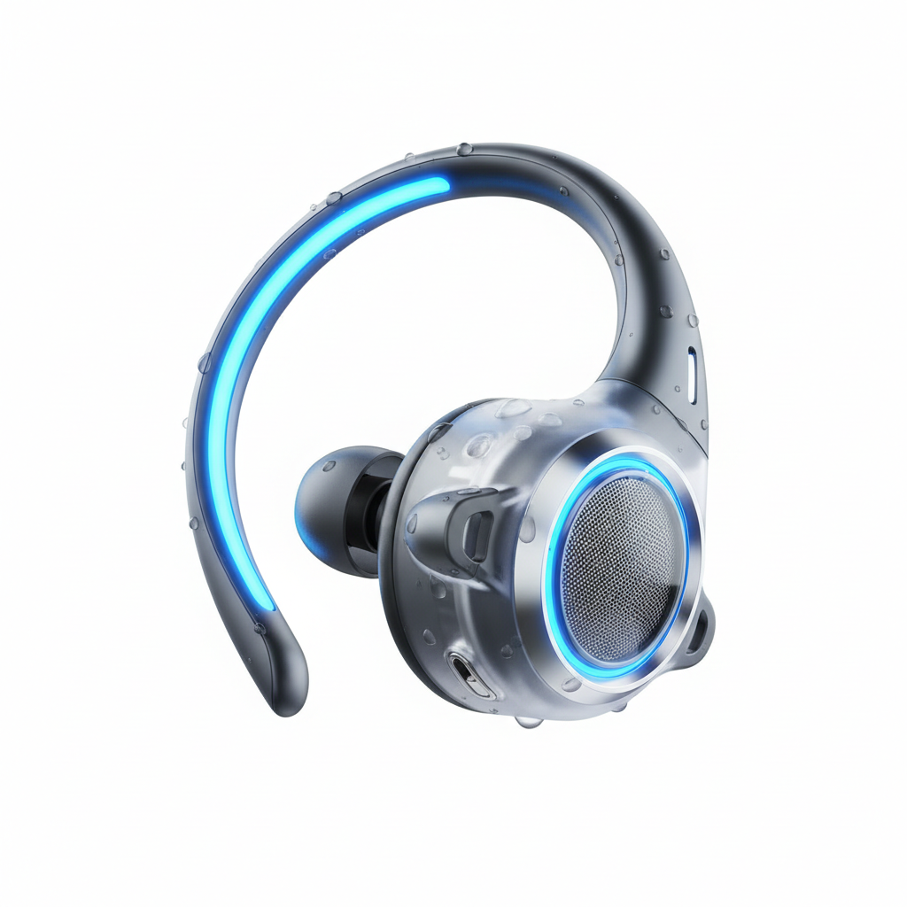 occiam Open-Ear Headphones True Wireless Ear Buds 80H Playtime Bluetooth 5.4 Headphones 164 Real-time Translation Earbuds with Glowing Ergonomic Earhook Earphones Waterproof for Sport Gym Workout