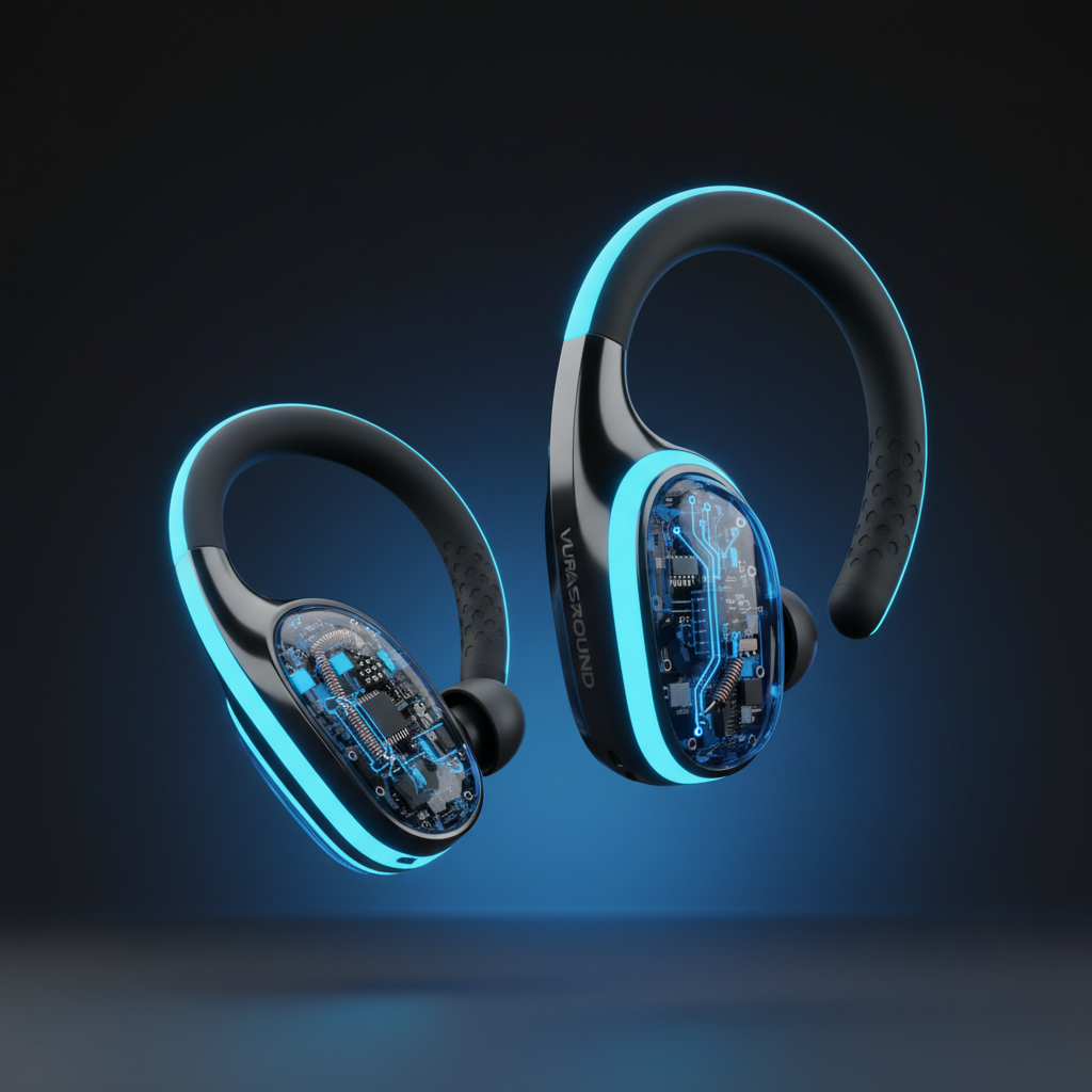 occiam Open-Ear Headphones True Wireless Ear Buds 80H Playtime Bluetooth 5.4 Headphones 164 Real-time Translation Earbuds with Glowing Ergonomic Earhook Earphones Waterproof for Sport Gym Workout