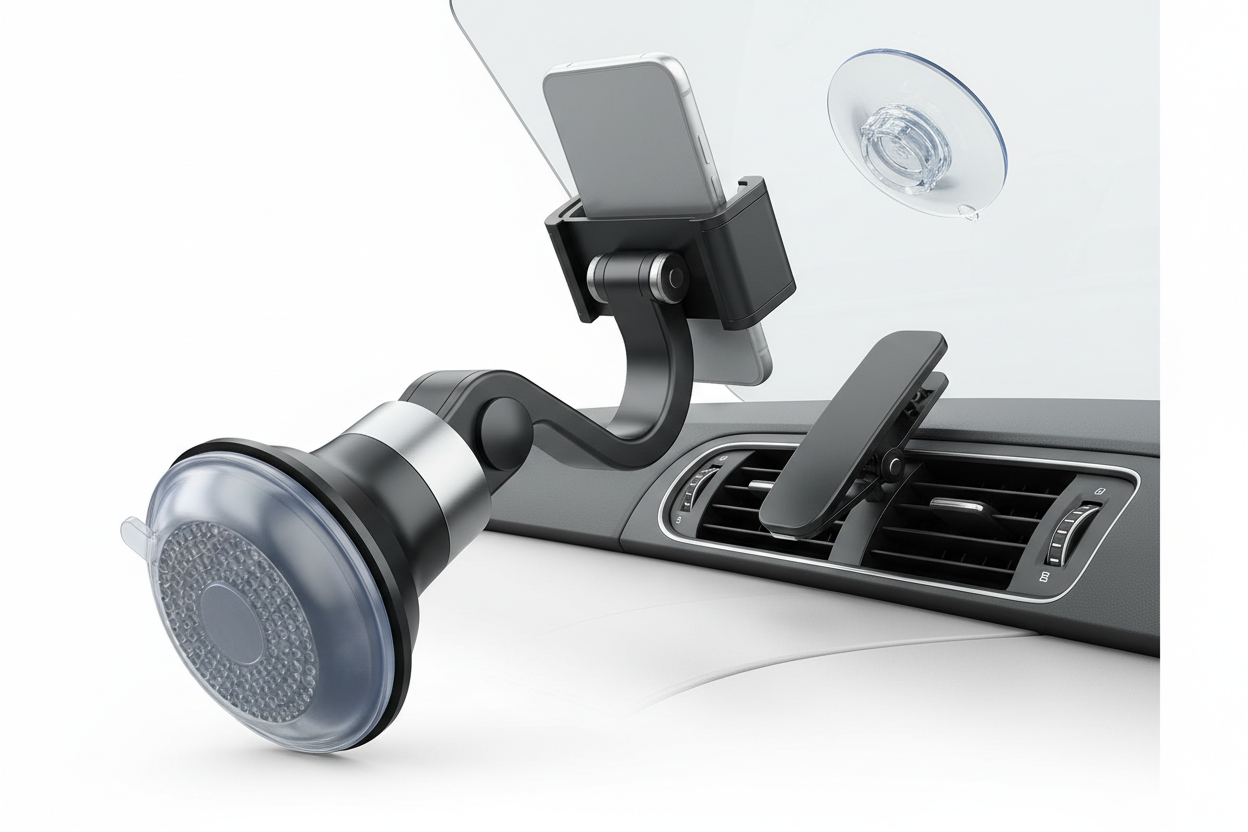 SUUSON Upgraded 3-in-1 Car Phone Holder Mount [Powerful Suction] Phone Mount for Car Dashboard Air Vent Windshield