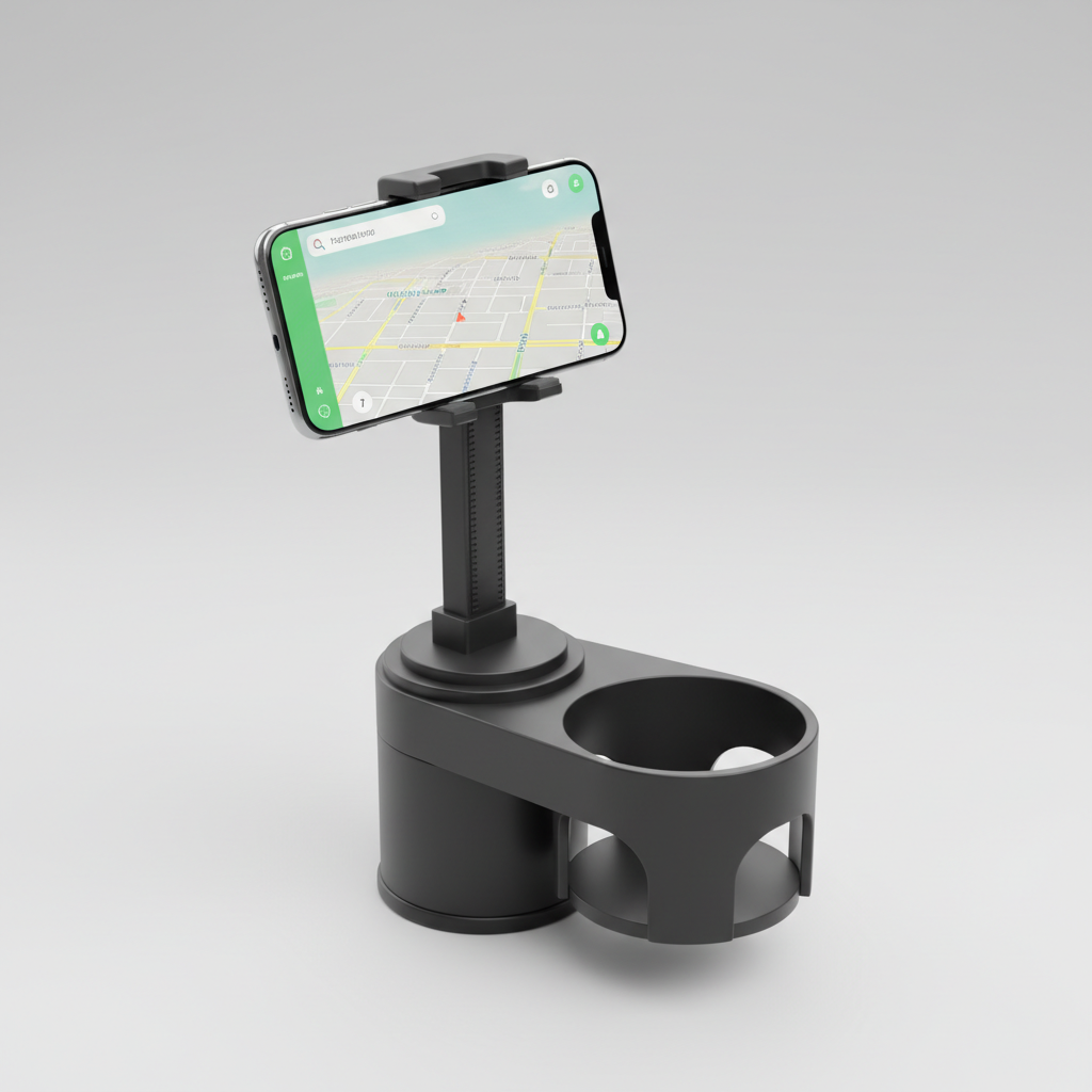 TAZENI 2-in-1 Cup Holder Cell Phone Holder for Your Car Bottle Friendly Cup Cell Phone Holder Mount for Car Height Adjustable Sturdy Fit 4-7 inches Phones