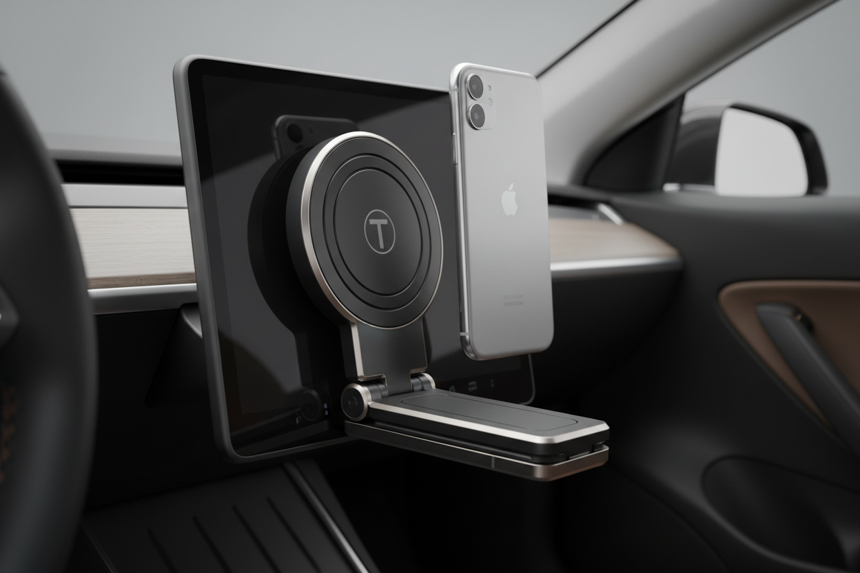 VICSEED Tesla Phone Mount¡¾Strongest Magnet Power¡¿Foldable Hidden Tesla Phone Holder Fit for All Phone